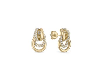 925 Sterling Silber 14k Vermeil Anlaufsicher Hypoallergen Byron Pavé Knoten Ohrstecker