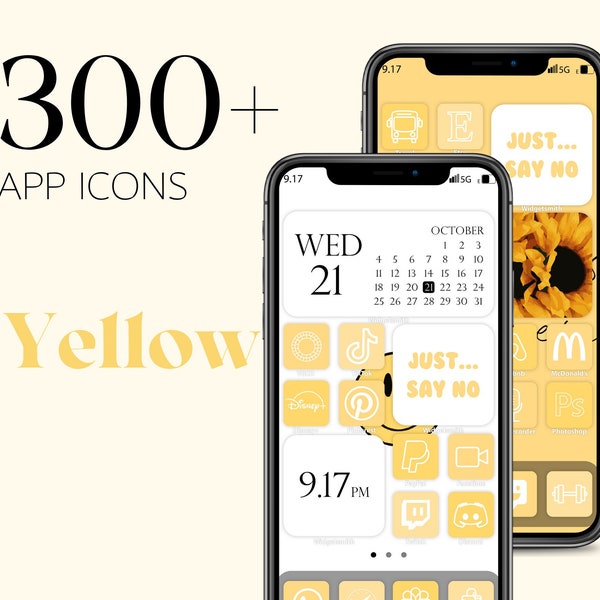 300+ YELLOW-WHITE App Icons | Digital Selfmade App Icons | App Icon Pack Yellow Colored | Ios 14 Icons | Ios 15