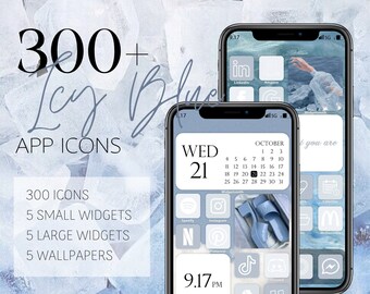 ICY BLUE-WHITE App Icon Pack | Digital Handmade Ios Icons | 300+ IcyBlue-White App Icons | Ios15 Icons