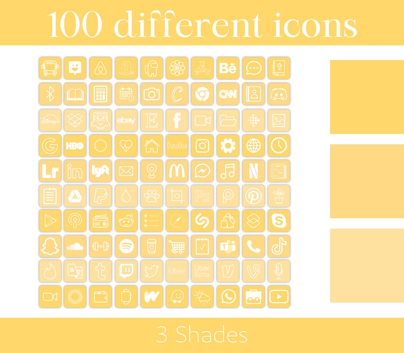 YELLOWWHITE App Icon Pack Digital Selfmade App Icons Ios 14 Yellow
