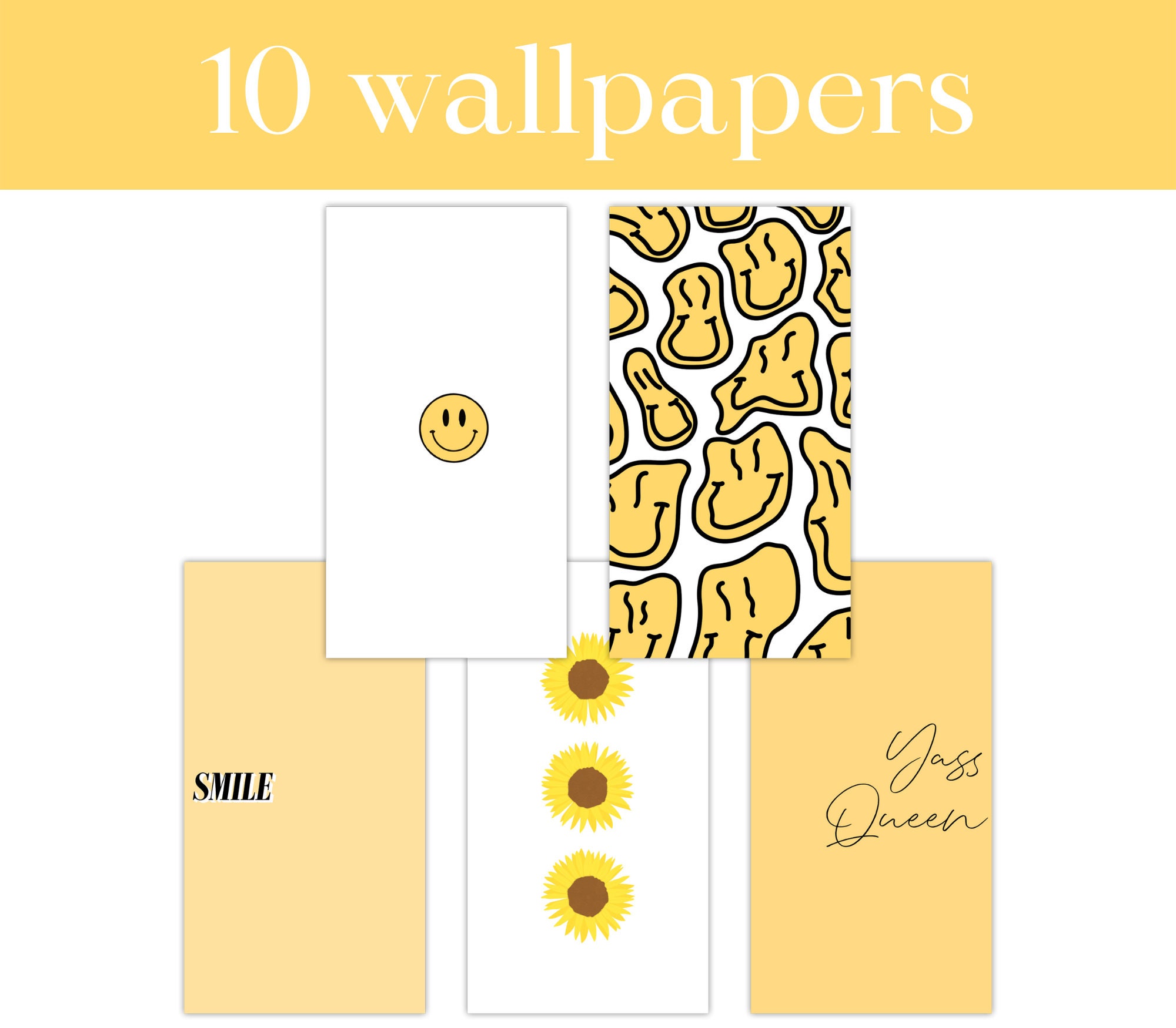 YELLOW-WHITE App Icon Pack Digital Selfmade App Icons Ios 14 Yellow