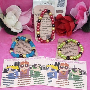 Power puff Girls / Girls Set best friends bracelet / Powerpuff Girls bracelet set.