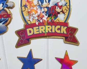 Adorno para tarta de Sonic personalizado: Decoración para fiesta de cumpleaños