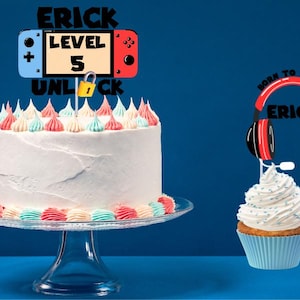 Personalized Gaming Cake Topper: Custom Birthday Cupcake Topper
