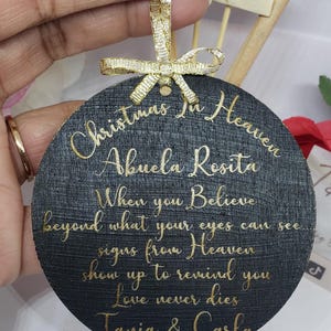 Personalized Christmas In Heaven Ornament: Laser Engraved Wood