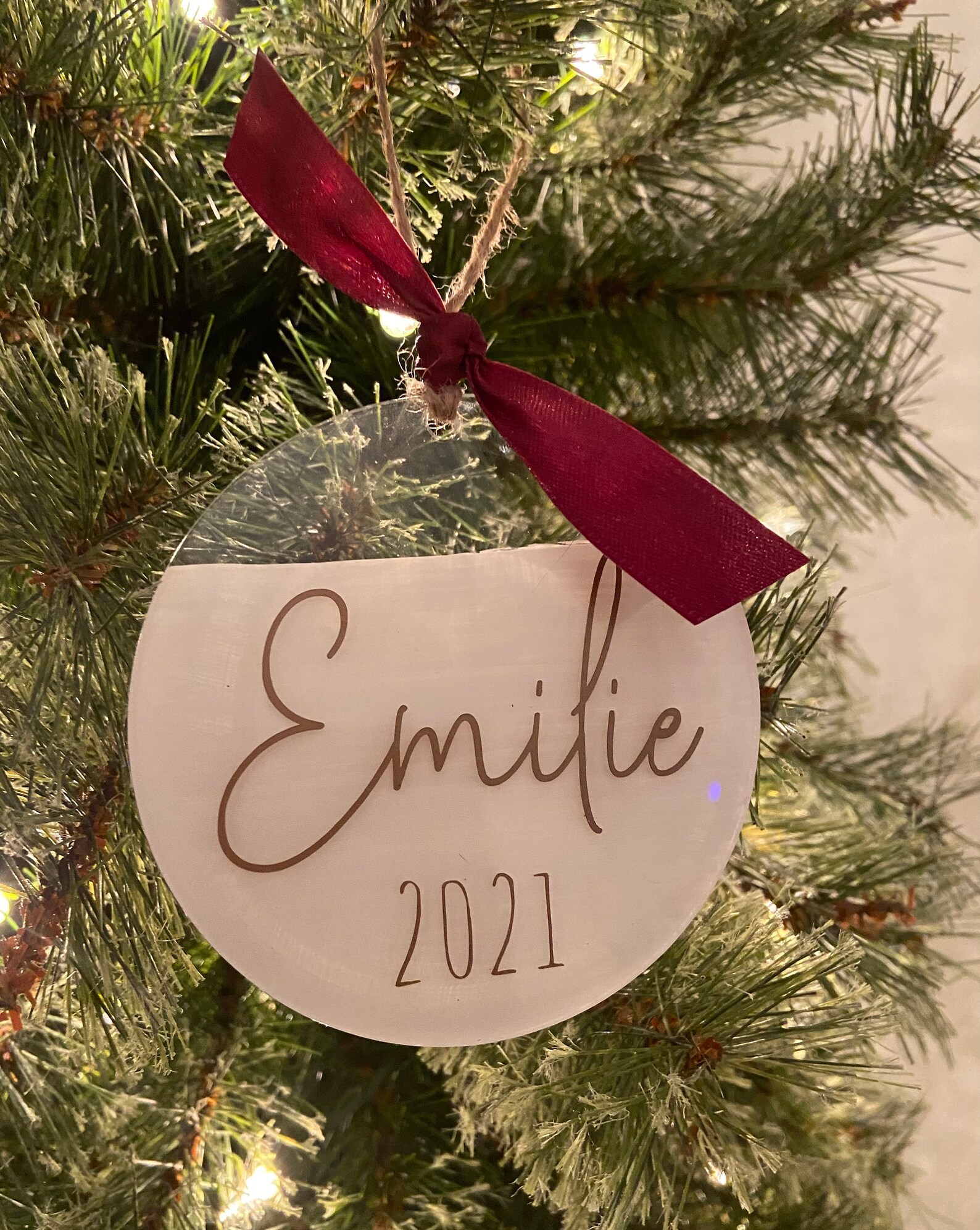 Customized Round 3.5 Acrylic Ornament Christmas Tree Etsy