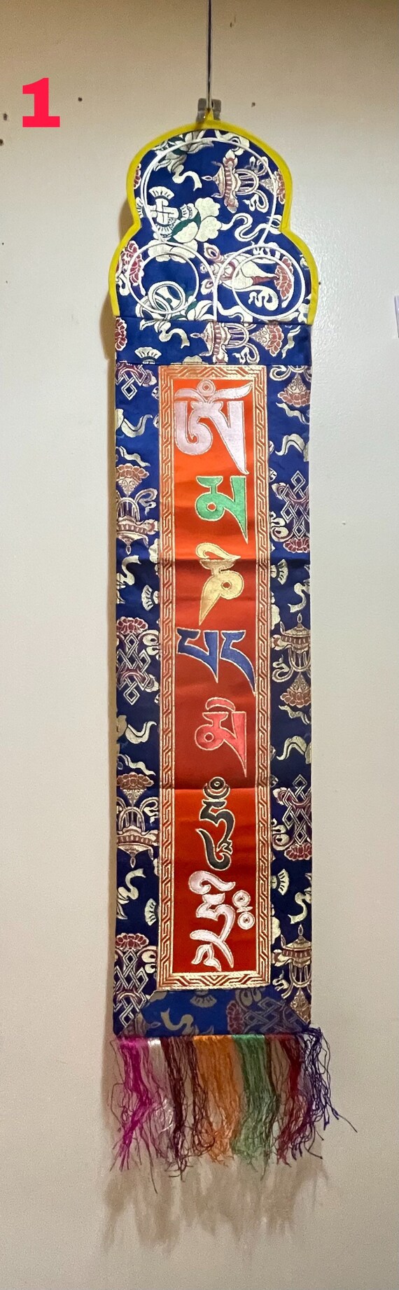 Om Mani Padme Hum Mantra Wall Hanging Buddhist Banner Etsy