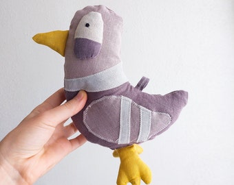 Handmade linen pigeon toy Glen - Premium Linen Heirloom Stuffed Animal