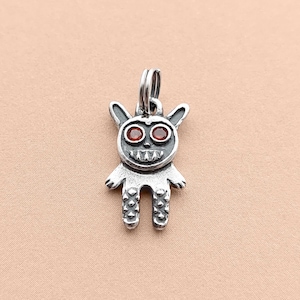 Sterling zilveren konijnenketting - Handgemaakte Angry Bunny bedel - Gotische hanger