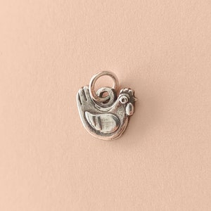 Sterling Silver Chicken Charm - Handmade Hen Pendant