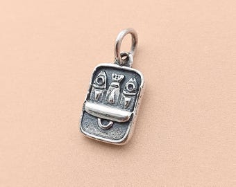 Canned Sardines Charm - Mini Fish Pendant - Sterling Silver
