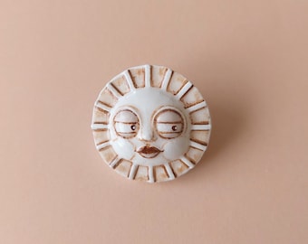 Funny sun clay pin - Quirky air dry clay pin