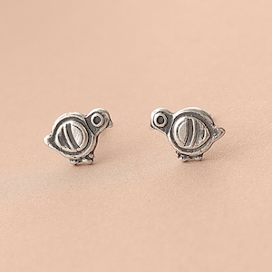 Sterling Silver Pigeon Studs: Chubby Bird Earrings