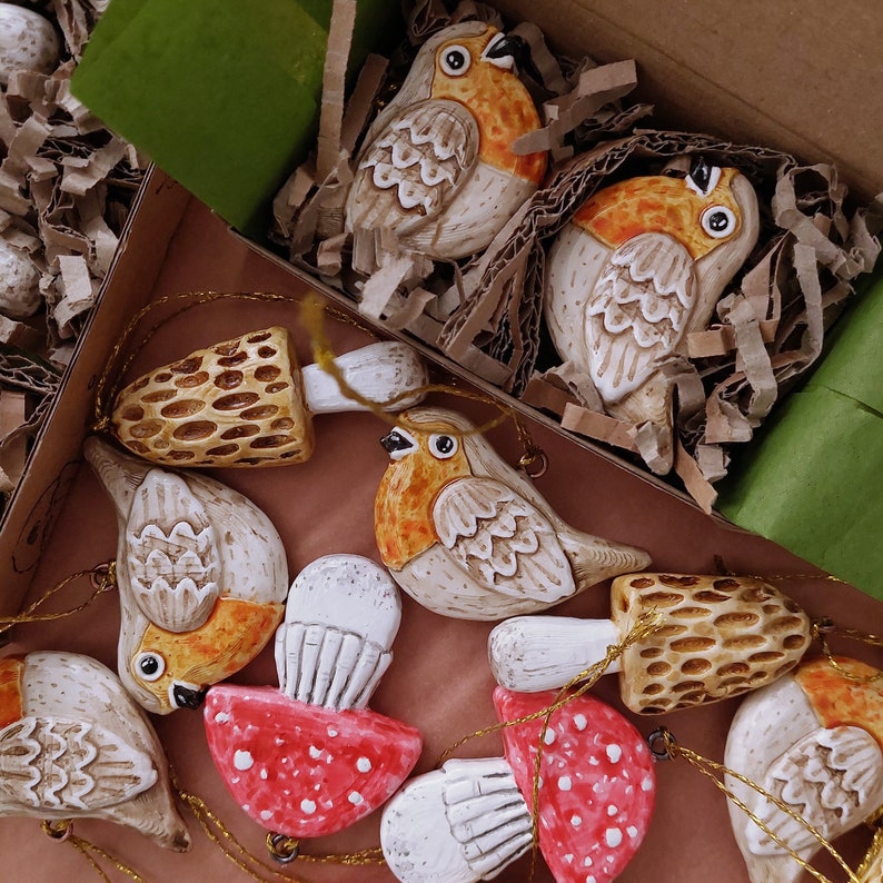 Morel Clay Mushroom Decorations Spring Fungus Mushroom Ornaments Autumn Air dry clay ornaments image 4