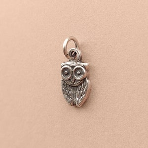 Sterling Silver Owl Charm - 925 Silver Bird Pendant