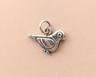 Pigeon Silver Necklace - Sterling Silver Dove Bird Charm