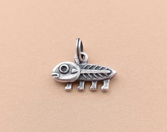 Sterling Silver Tadpole Pendant - Quirky Salamander Charm - Frog Pendant