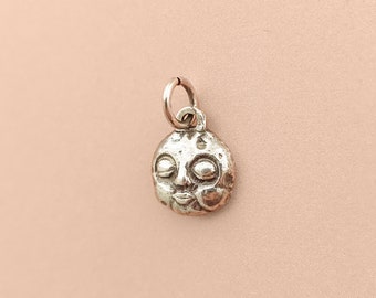 Handmade Sterling Silver Moon Face Pendant - Celestial Lunar Charm
