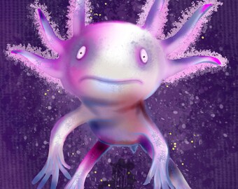 Beautiful postcard with the axolotl "Axel Amphie" | Animal postcard | digital art | sea animals