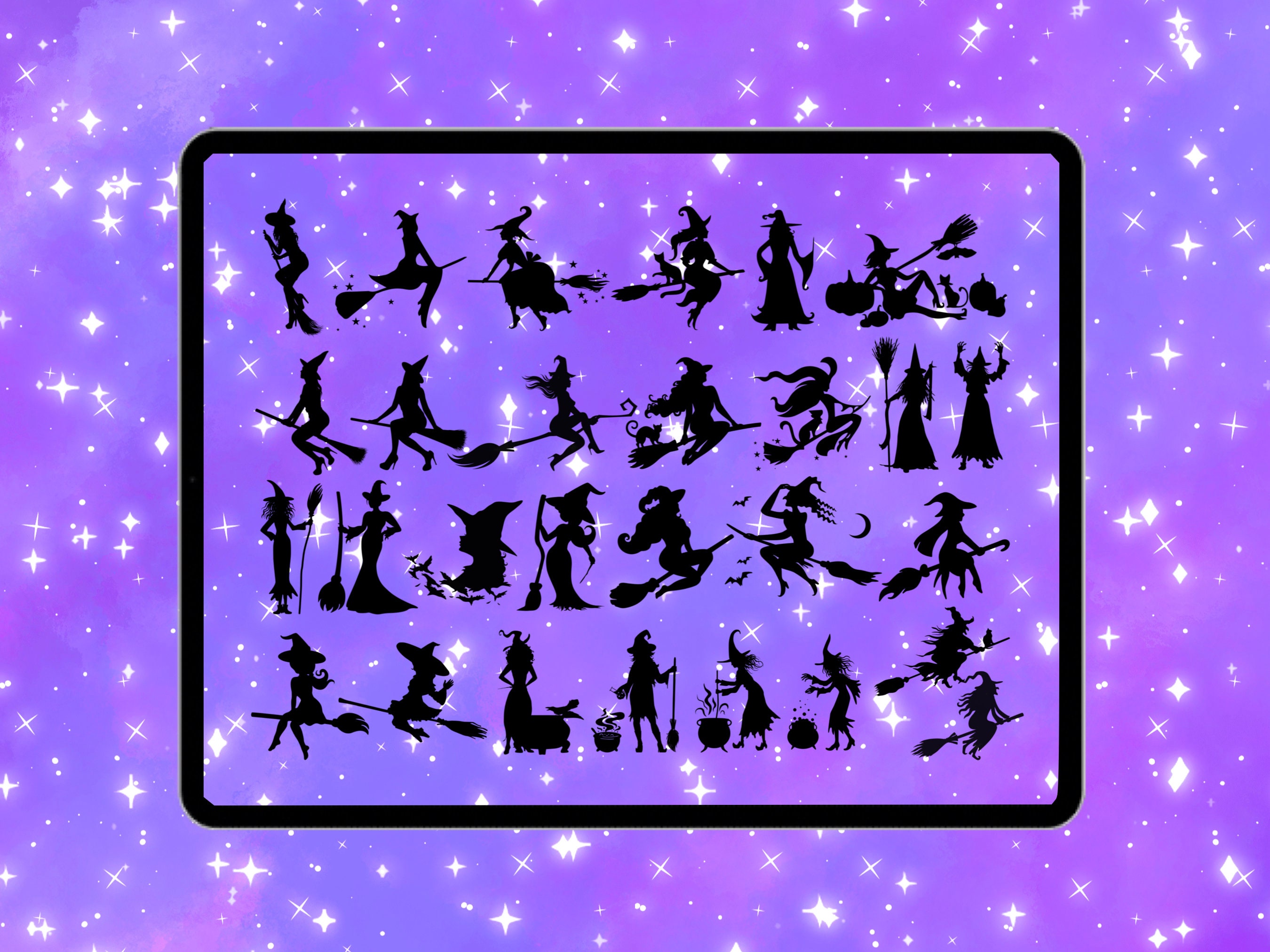 Witch Silhouette Procreate Stamp Brush Set - Etsy