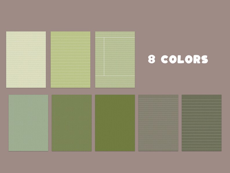Textured Green Digital Notes Template Printable A4 US - Etsy