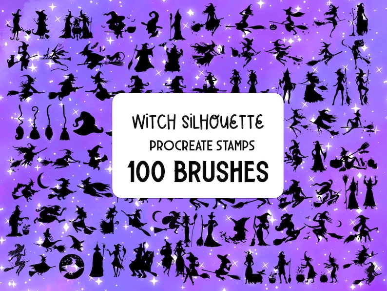 Witch Silhouette Procreate Stamp Brush Set - Etsy