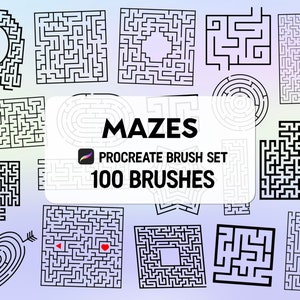 May include: A set of 100 Procreate brush designs featuring various maze patterns. The brushes are designed for use in the Procreate app and are perfect for creating intricate and unique designs.