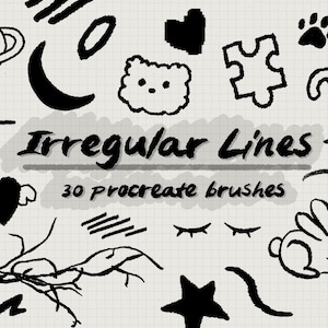 Irregular liner Procreate brush Set - Pen, Pencil, inking, doodle