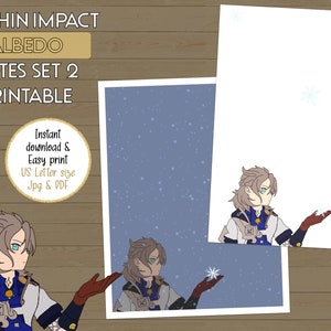 Genshin impacta las notas de Albedo establecen 2 tamaño carta de EE. UU. - Imprimible, notas digitales