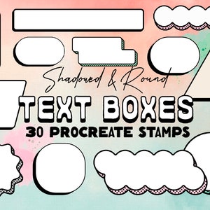 3d Shadowed Round Square boxes Procreate Stamp brush Set