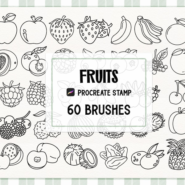 Fruit doodles Procreate Stamp brush Set