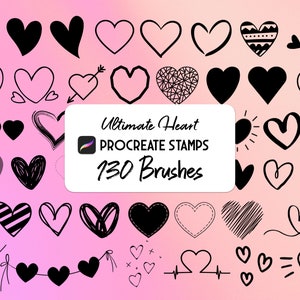 130 Heart Procreate Stamp brush Set