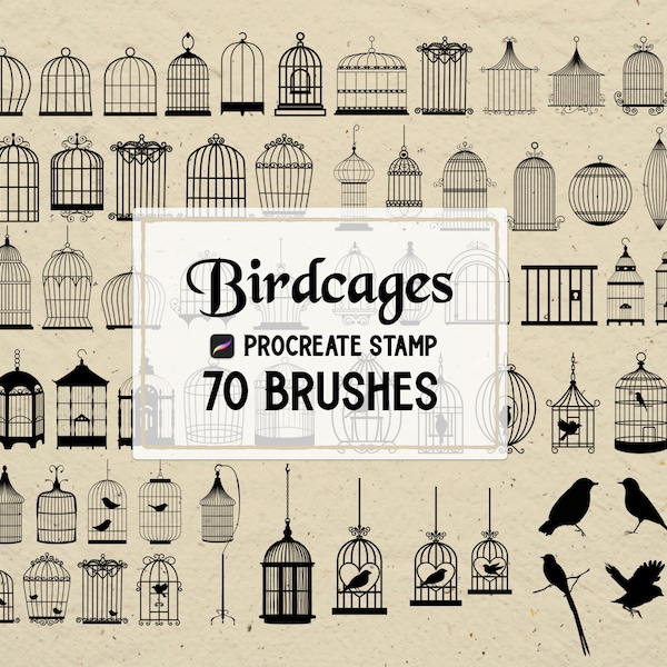 Birdcages Bird Cage Procreate Stamp brush Set