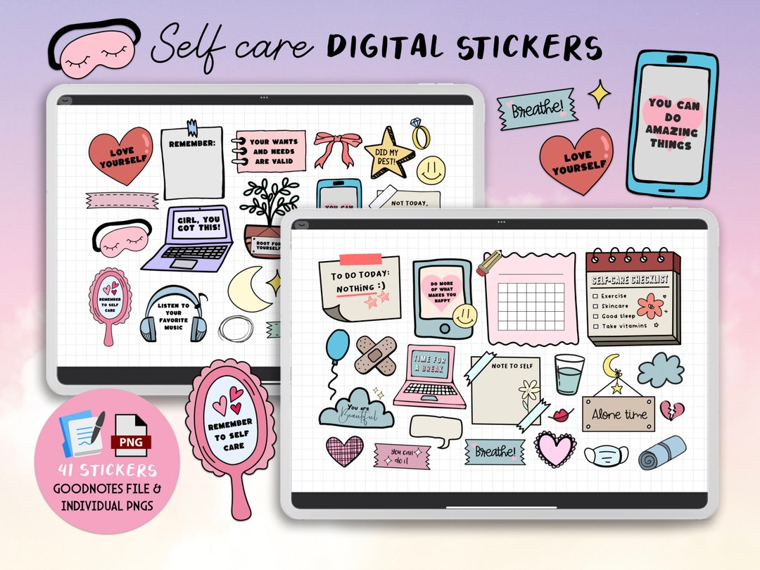 Self Care Digital Stickers Bundle - Goodnotes, PNG, Instant Download - Etsy