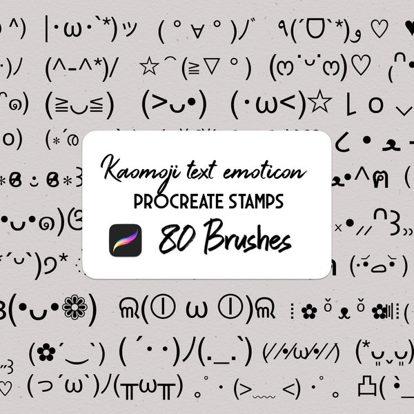 Kaomoji text emoticon Procreate Stamp brush Set