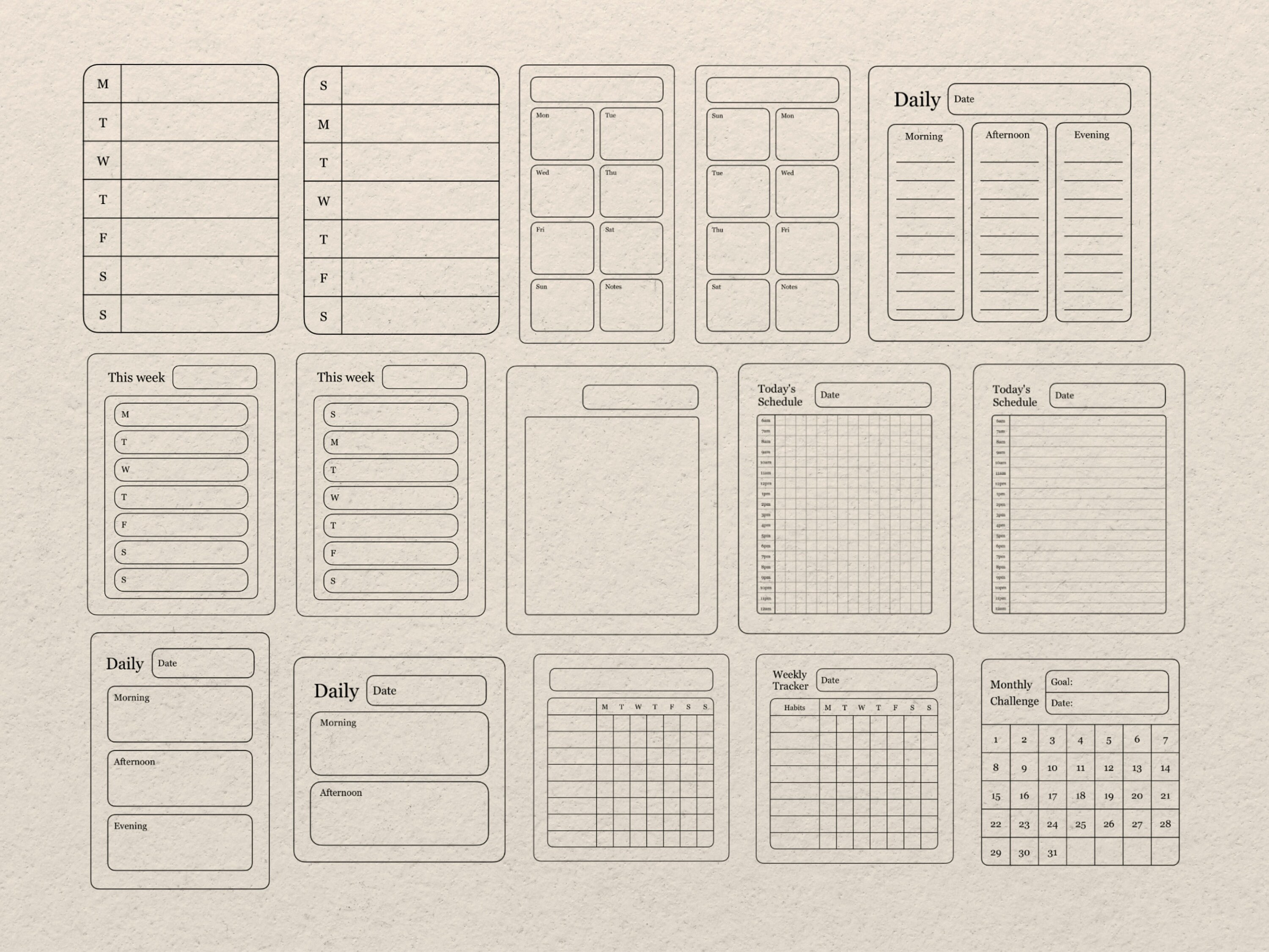 Digital Planners Widget Procreate Stamp Brush Set - Etsy