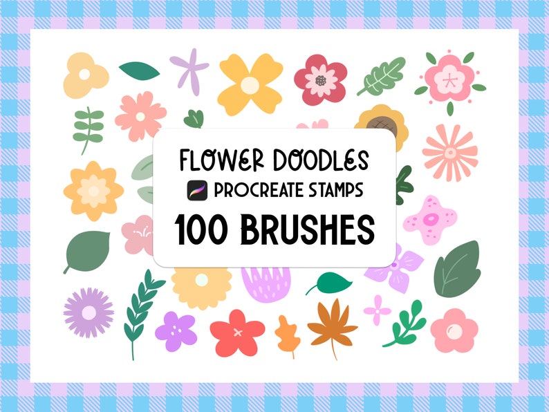 Flower Doodles Procreate Stamp Brush Set - Etsy