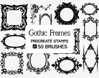 Gothic frames Procreate Stamp brush Set