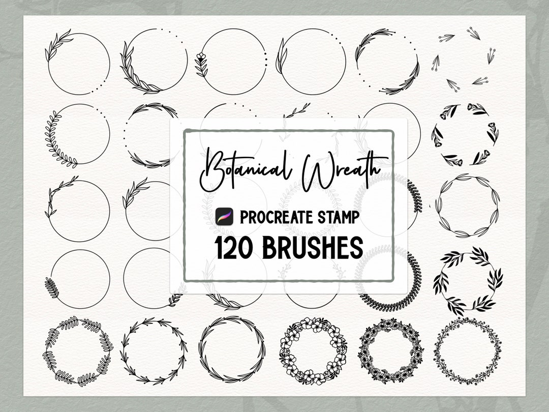Botanical Wreath Procreate Stamp Brush Set - Etsy