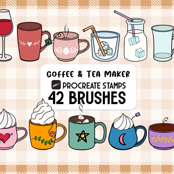 Coffee & tea Maker Procreate Stamp brush Set