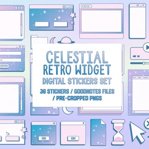 Celestial Windows Ui Computer pop up Widget Digital Stickers Set, goodnotes, pngs