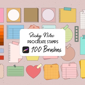 Note adesive e adesivi digitali Set di pennelli Procreate Stamp