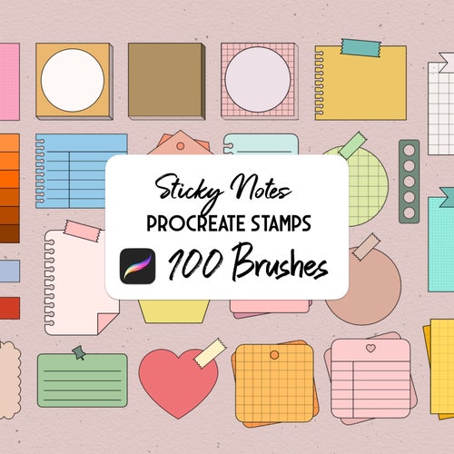 Sticky Notes & Digital Stickers Procreate Stamp Brush Set Etsy