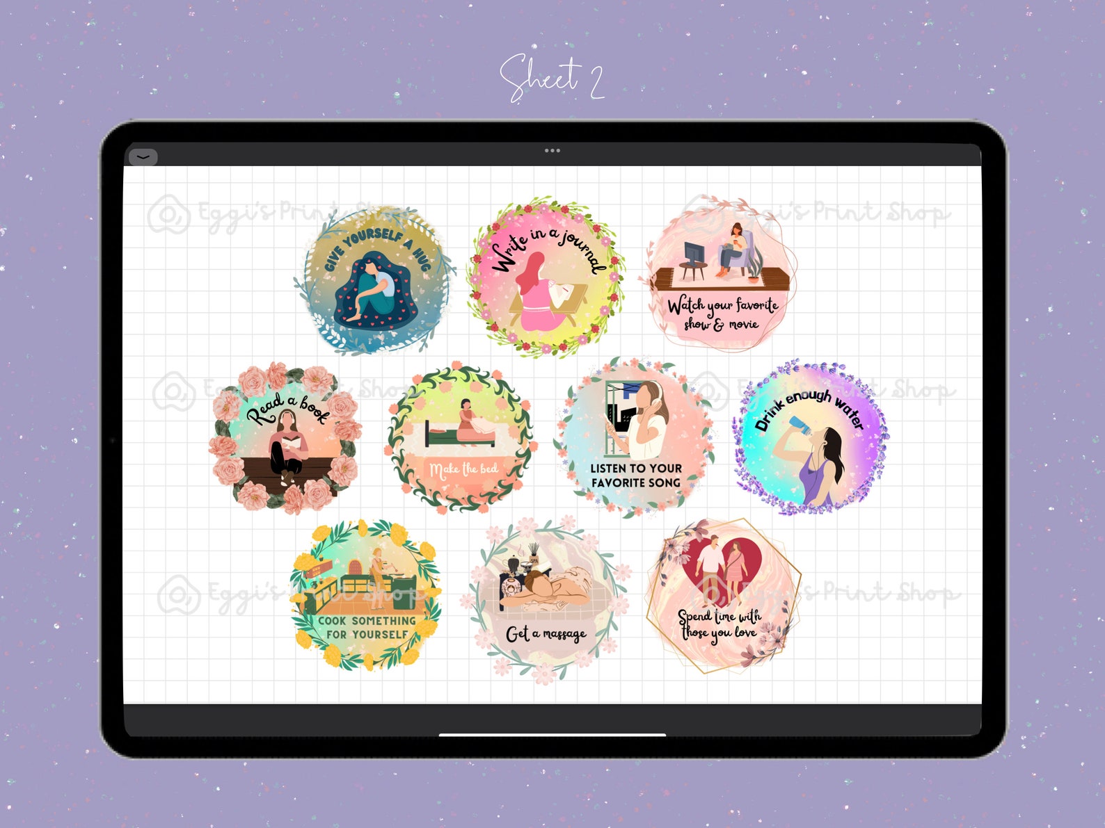 Self Care Digital Stickers Bundle - Goodnotes, PNG, Instant Download - Etsy
