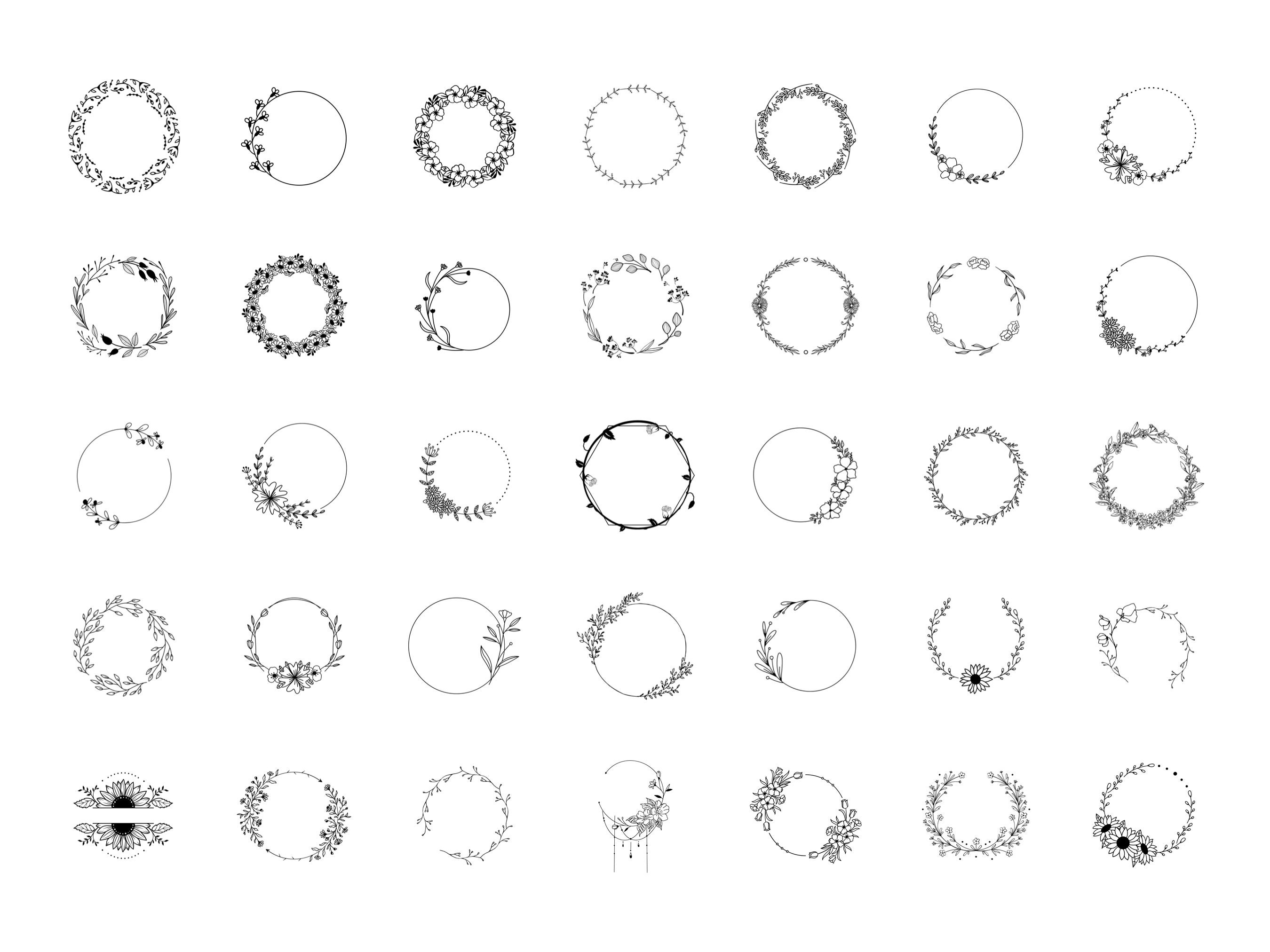 Floral Wreath Procreate Stamp Brush Set - Etsy