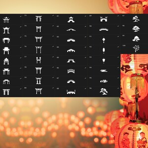 Chinese Buildings Procreate Stamp Brush Set - Etsy