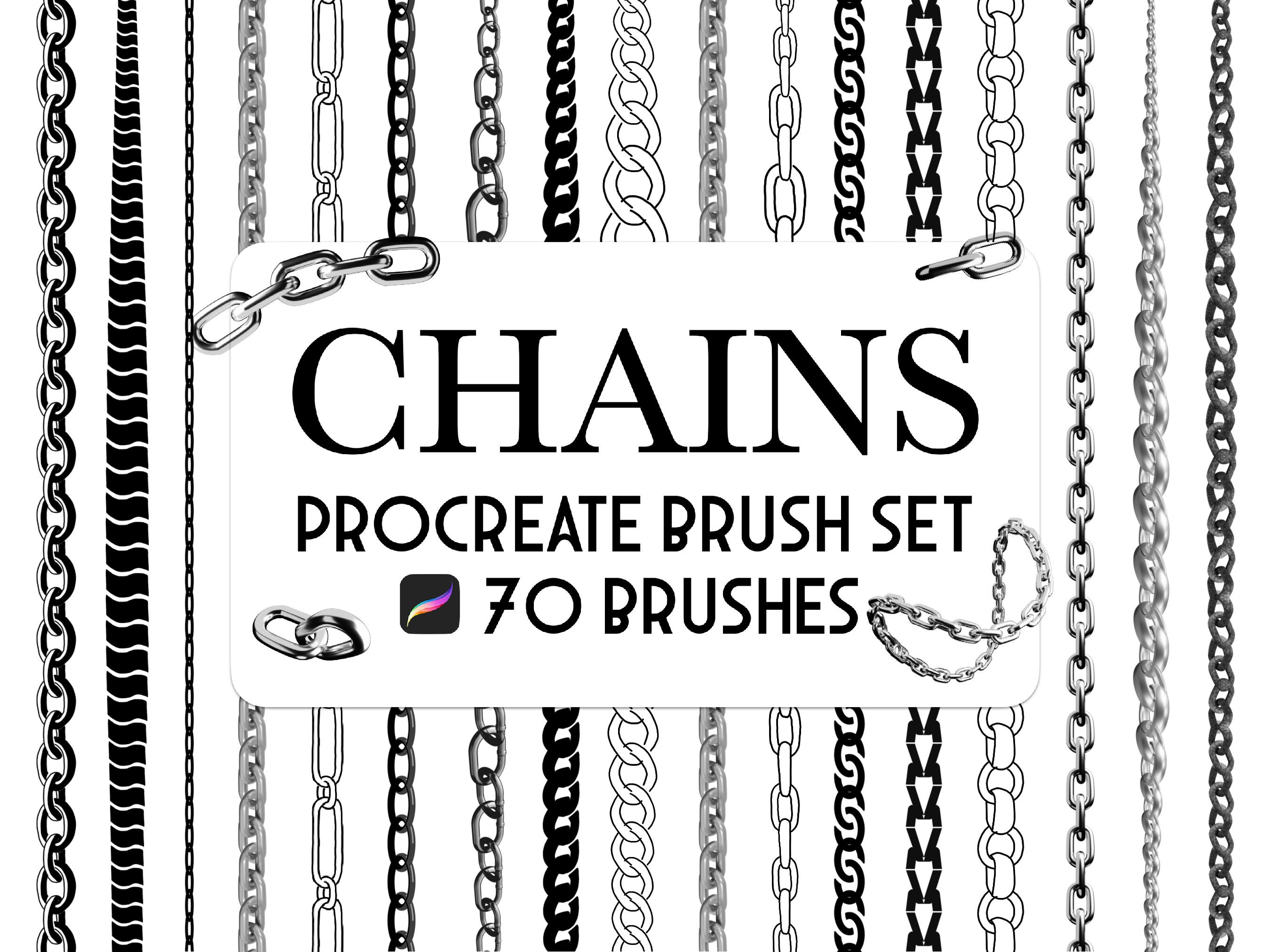 Ultimate Chain – Set de pinceles y sellos para Procreate: 70 pinceles de cadena para lettering y diseño en iPad