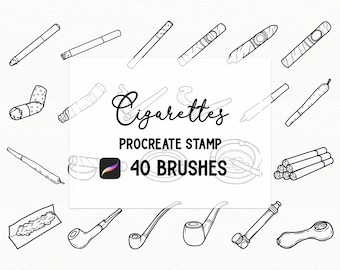 Cigarettes & Tobacco Procreate Stamp brush Set
