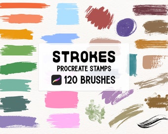 Pinceladas y manchas Procreate Juego de pinceles para sellos, pintura, acuarela, cintas washi