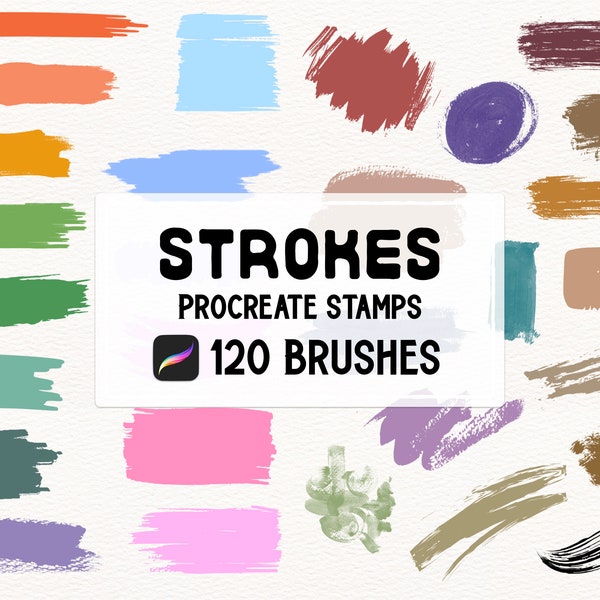 Brush Strokes & blots Procreate Stamp brush Set, paint, watercolor, washi tapes